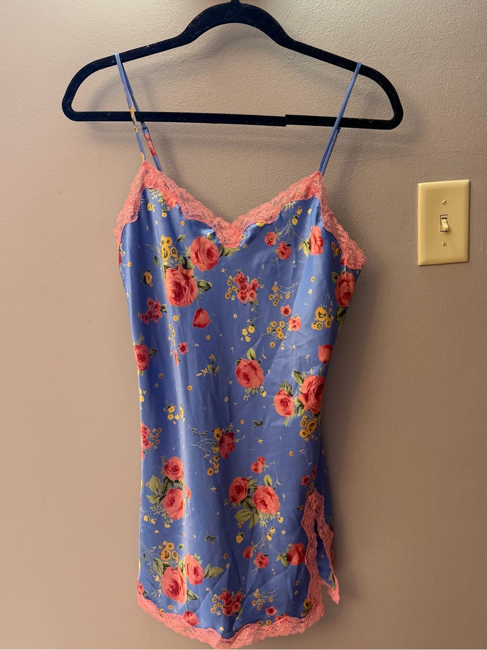 Vintage Victoria's Secret Floral Satin Slip Dress Y2K Coquette Fairycore